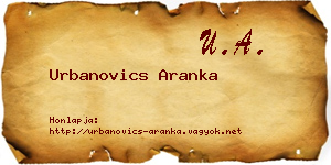 Urbanovics Aranka névjegykártya